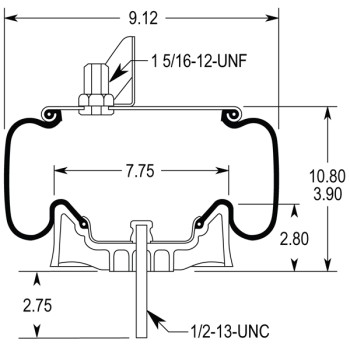 Air Spring Assembly - Kenworth Air Glide 200, 1998 Onward, Large Fitting / Truck